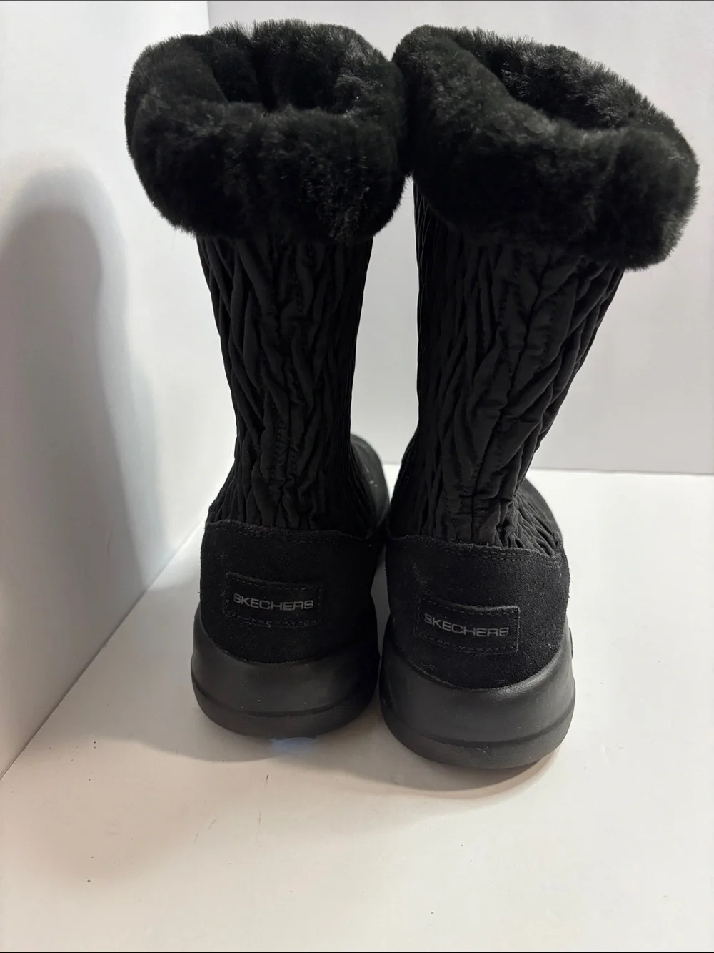 Skechers On The Go Joy Snow Bunny Boots Womens Sz 7.5 Black Gen 5 EUC